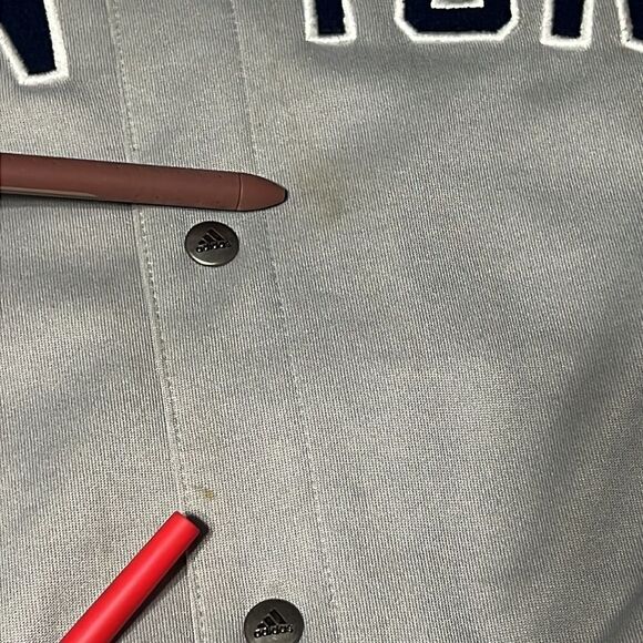 🔥⚾️ Vintage NY YANKEES ADIDAS Embroidered Snap Varsity Polyester Jacket - Sz L - Picture 9 of 16